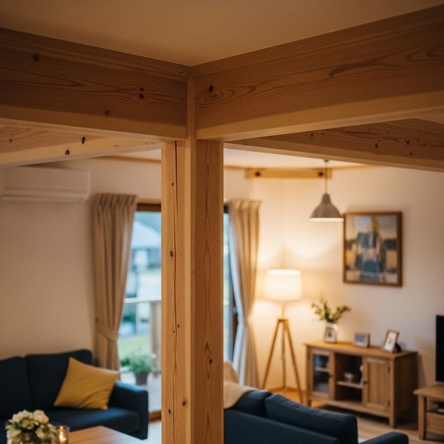 나무 질감이 살아있는 천장 인테리어 이미지