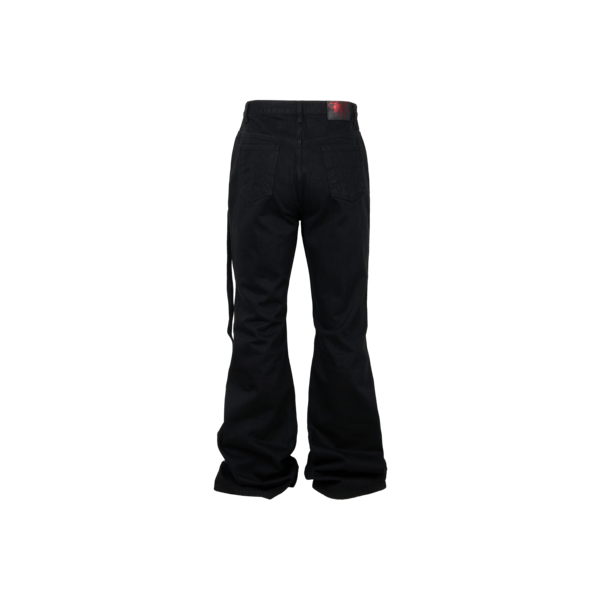 EMOSTANCECLUB LEATHERPATCH FLARED JEANS EMOSTANCECLUB : 에모스탠스 