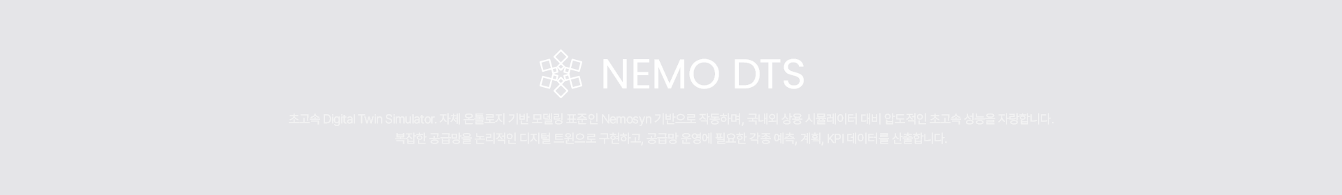 NEMO DTS  모델링·시뮬레이션·데이터 분석을 결합해 복잡한 공급망을 디지털 트윈으로 구현하고 실행 가능성을 높입니다.