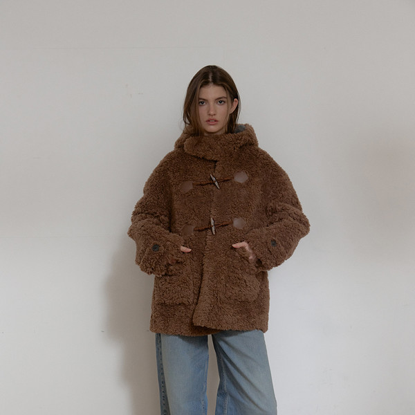 WOOL SHEARLING HOODIE MUSTANG (BROWN) : 아수라 (ASURA)
