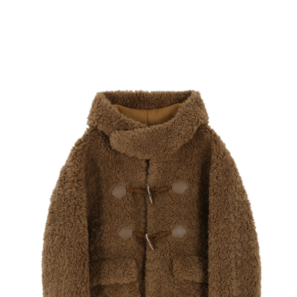 WOOL SHEARLING HOODIE MUSTANG (BROWN) : ASURA