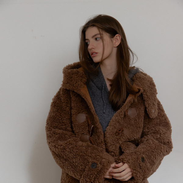 WOOL SHEARLING HOODIE MUSTANG (BROWN) : ASURA