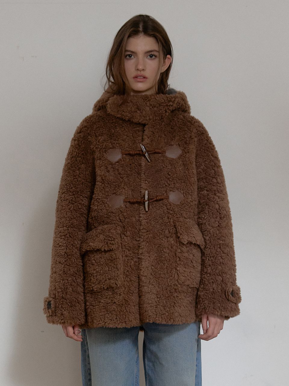 WOOL SHEARLING HOODIE MUSTANG (BROWN) : 아수라 (ASURA)