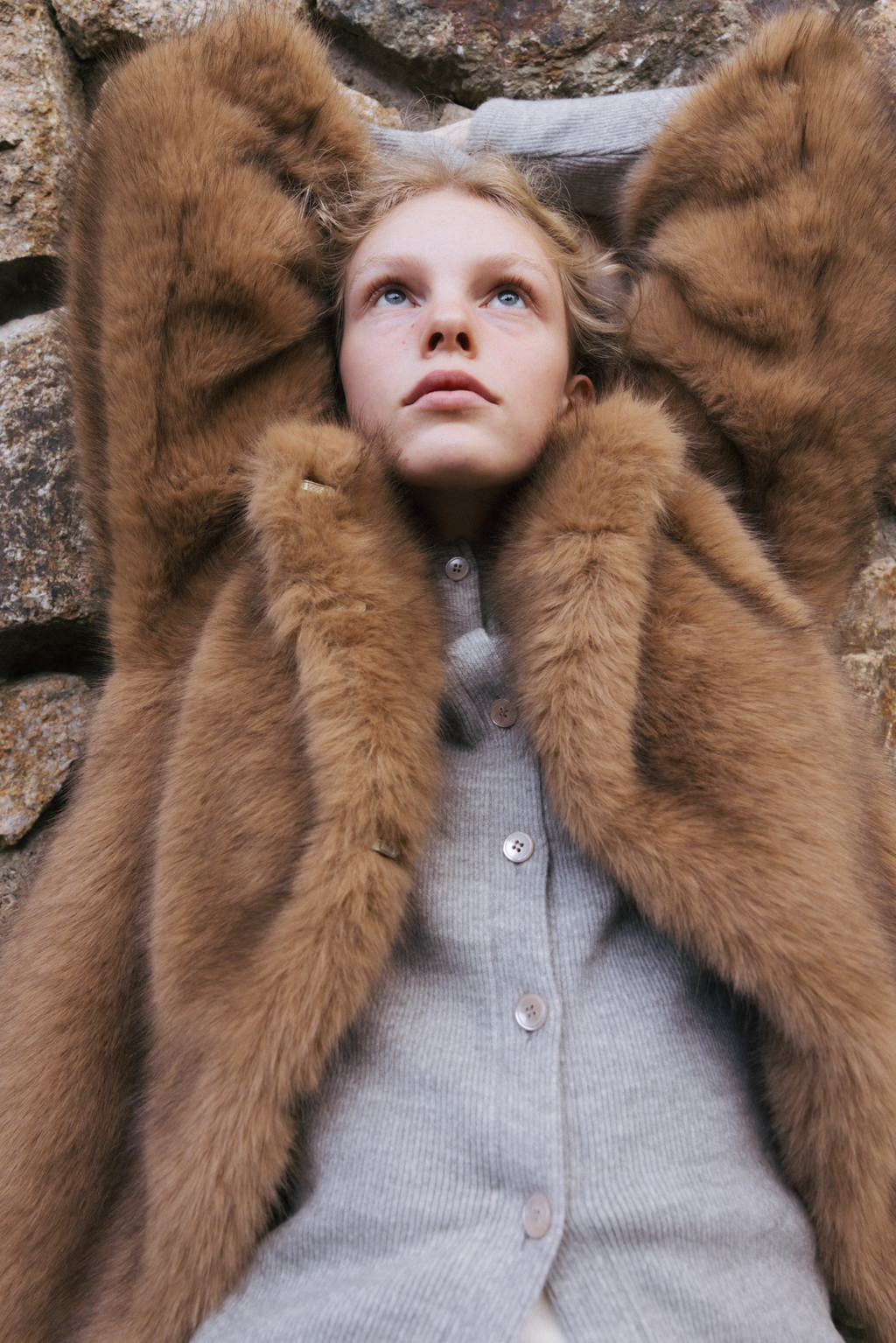 Fur Half Jacket (Ivory / Beige) : MONOHA