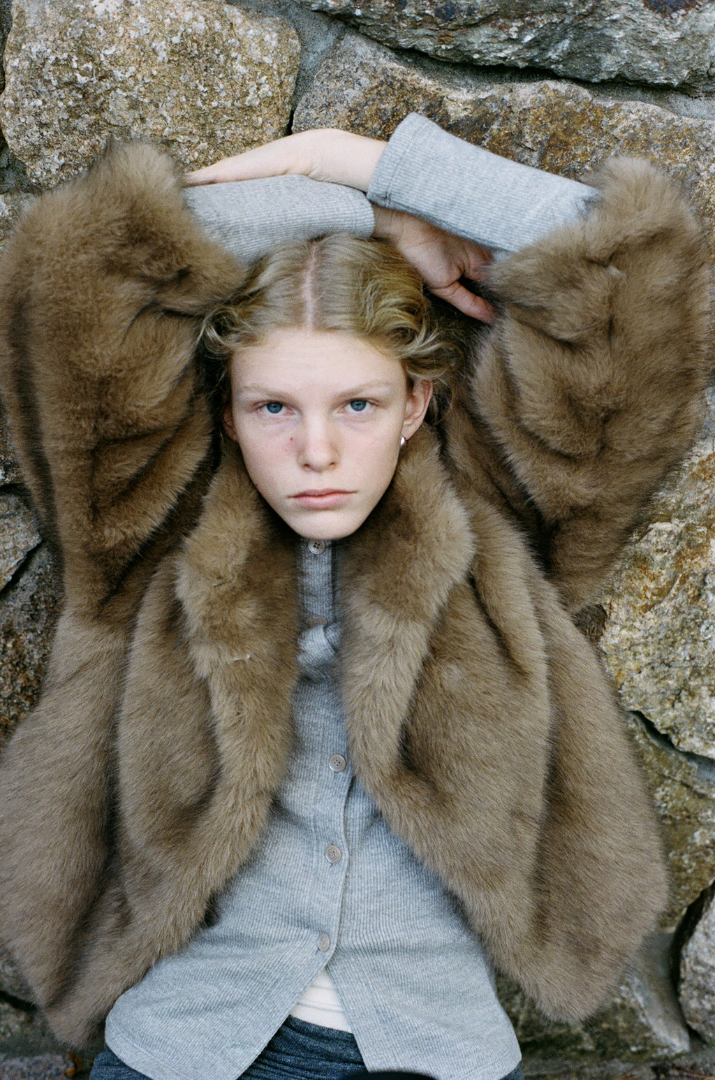 Fur Half Jacket (Ivory / Beige) : MONOHA