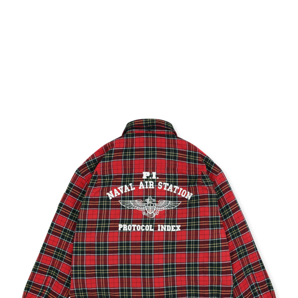 FUR COLLAR FLANNEL CHECK SHIRT JACKET - RED : protocol-index