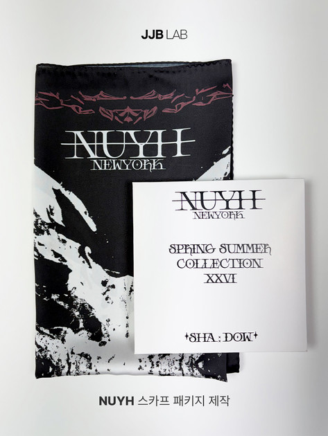 'NUYH' SHADOW 스카프 패키지 및 패키징 : JJB LAB 텍스타일 갤러리 | 브랜드 협업 DTP 제작 포트폴리오