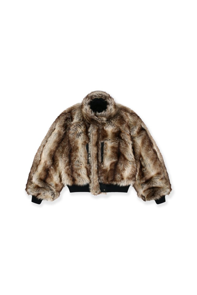 EXAGGERATED SHOULDER FUR N2B JACKET - BLACK : protocol-index