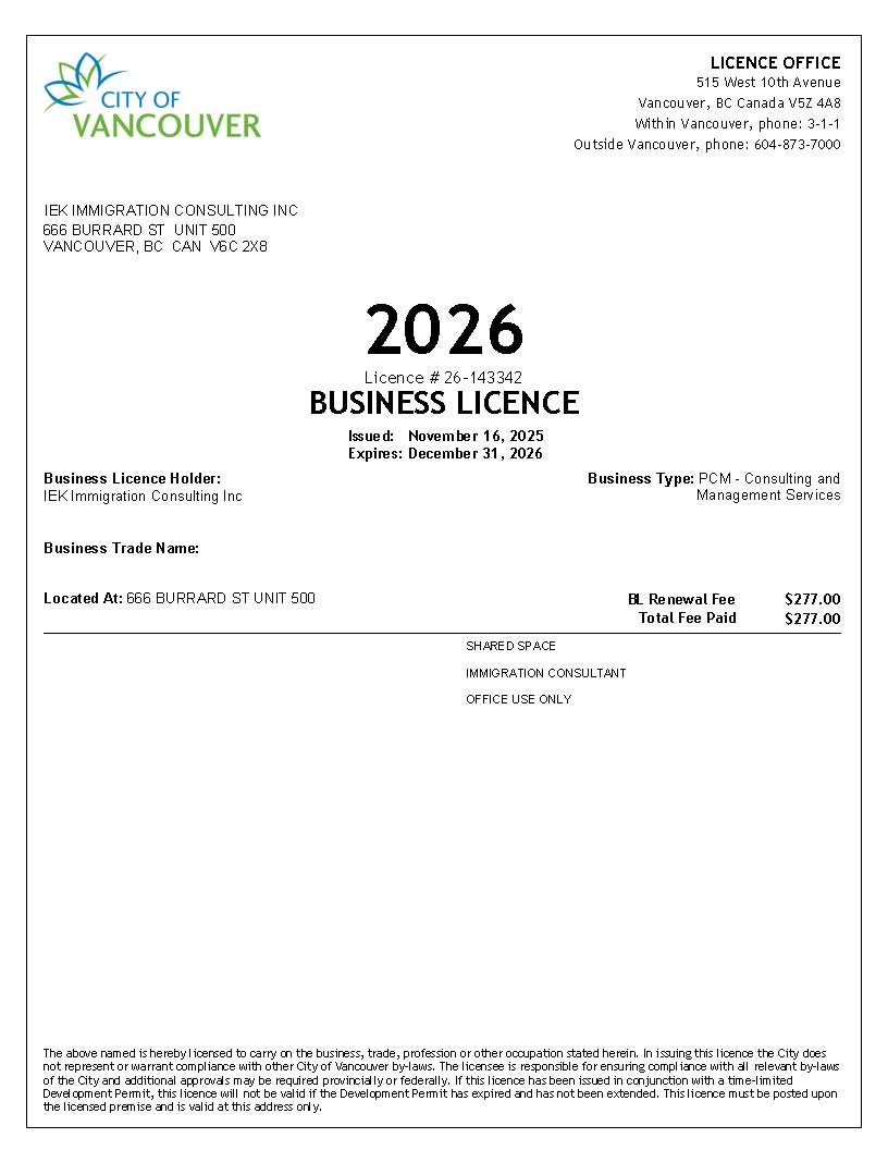 [2026 Business License]