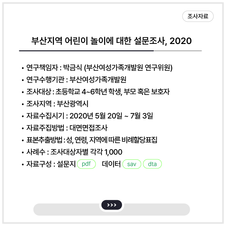 <부산지역 어린이 놀이에 대한 설문조사, 2020>