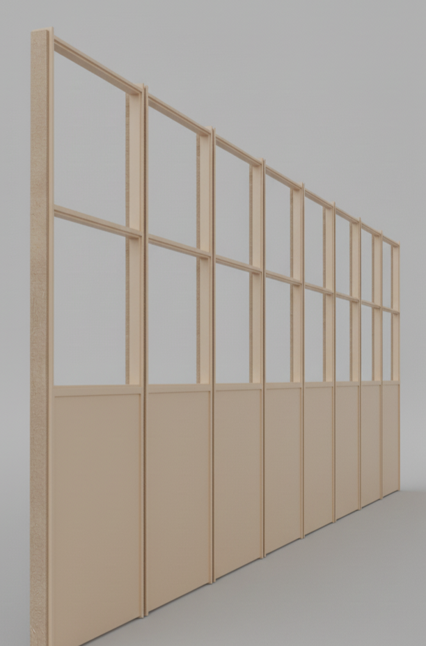 2단유리칸막이(화이트오크)하단판H 800