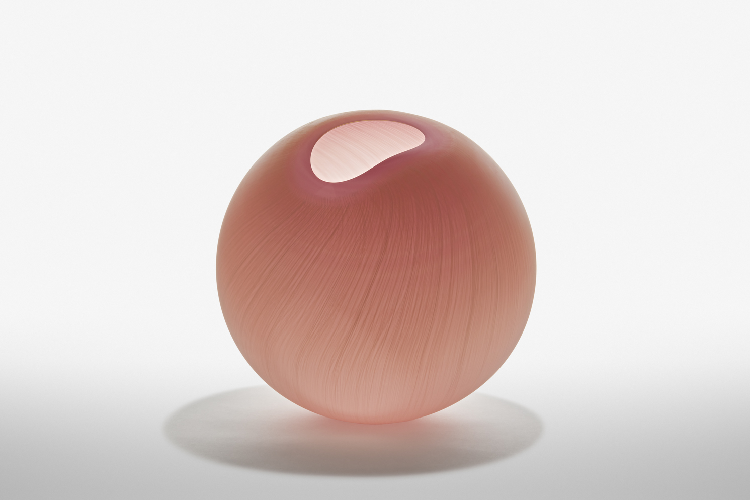 The dandelion seed of spring (Magenta) 봄의 홑 씨 / 2025 / Blown, sandblasted and acid polished glass / h38 x w40 x d40 cm 