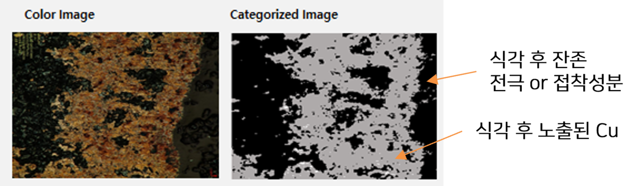 <b style="font-size:18px;">• 전극 식각 면 성분 검사 <b>