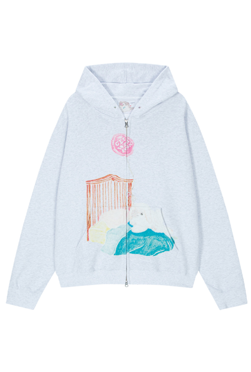 (white melange) motka ambu bed bunny hood zipup : RASPBERRYPIE
