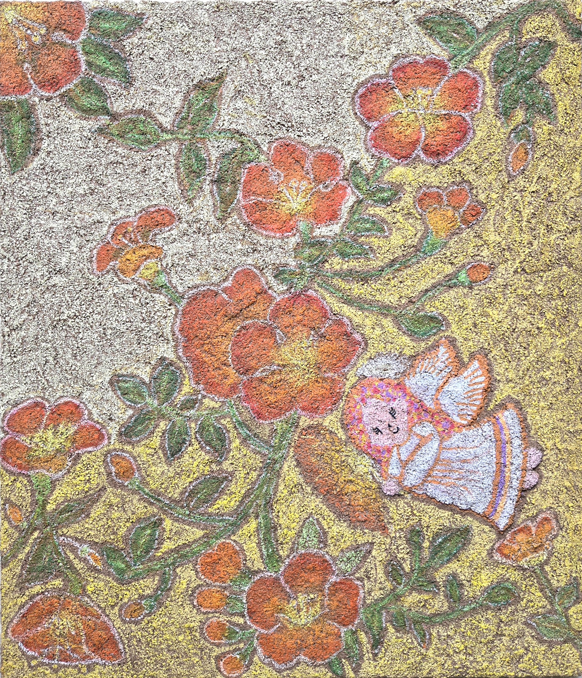 김소원,  능소화 요정1 , 53X41cm,  판넬에 혼합매체, 2025