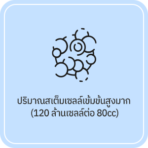 ปริมาณสเต็มเซลล์เข้มข้นสูงมาก  (120 ล้านเซลล์ต่อ 80cc)
