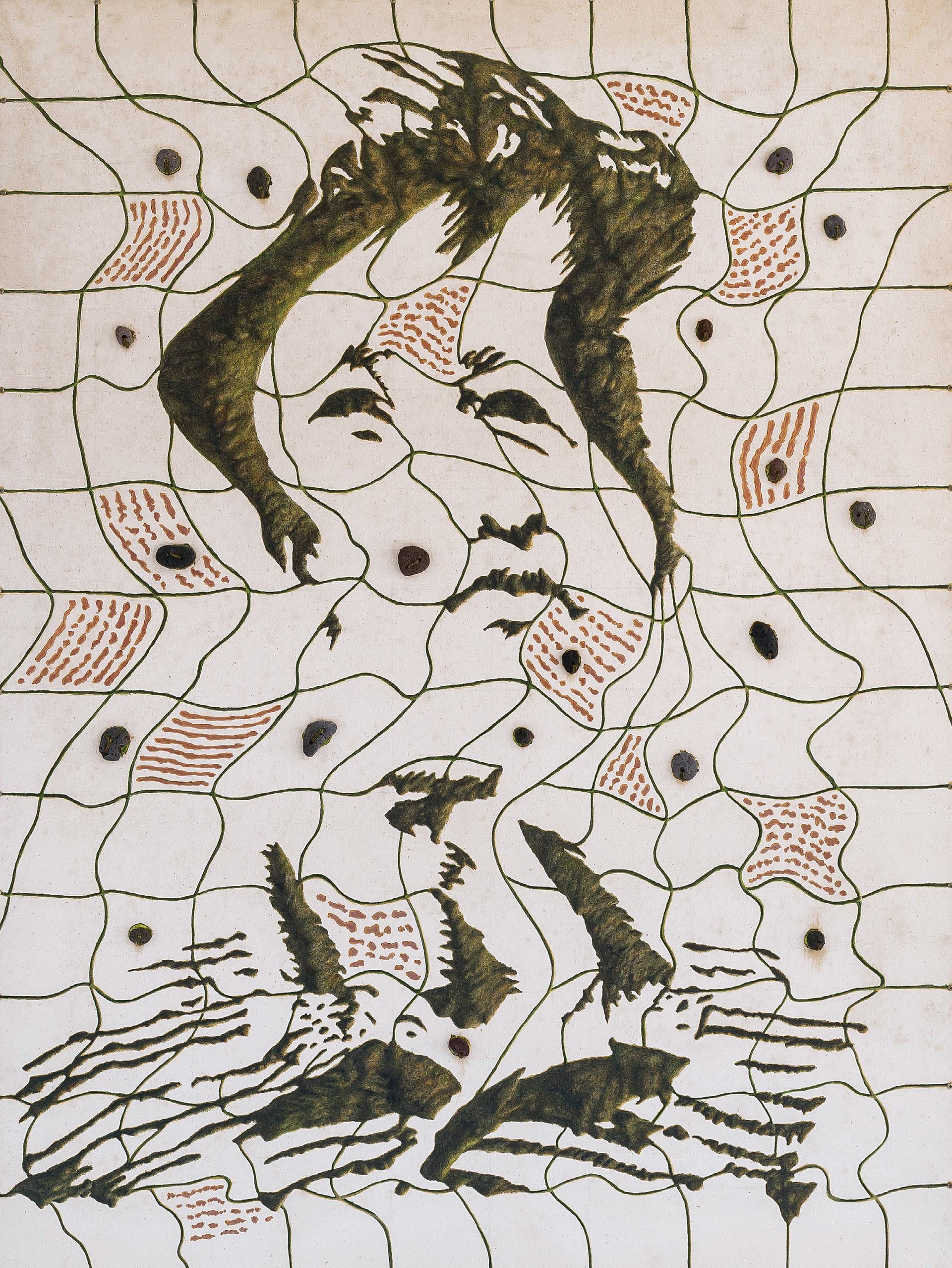 <무제>, 1991, 캔버스에 유채, 오브제, 130.5 × 97cm.