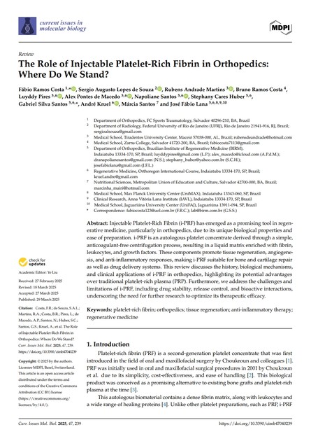 The Role of Injectable Platelet-Rich Fibrin in Orthopedics: Where Do We ...