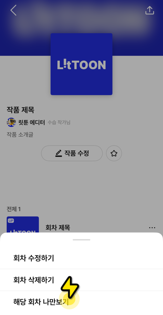 해당 회차 나만 보기 선택 화면