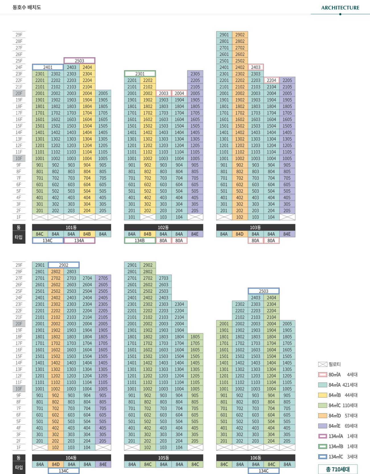 용인 푸르지오 원클러스터 동호수배치도