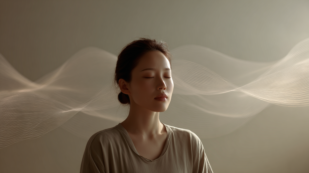 눈감고있는 여자