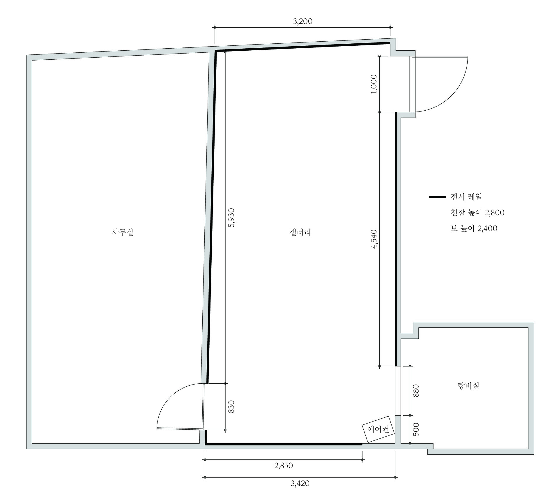 신촌 홍대 갤러리 지하 전시 공간 도면