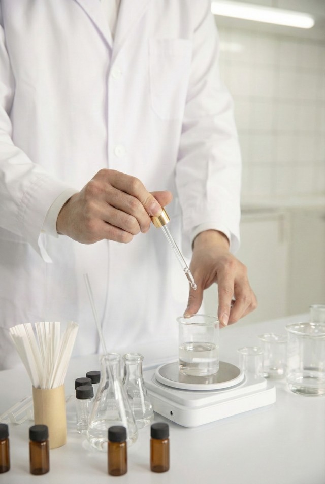 <div class="tb-text-group"><p class="t-text">조향 기반 R&D 제조기업</p><p class="b-text">· 조향사 기반 개발 / 기업부설연구소 / 벤처기업인증</p><p class="b-text">· 100여 종 제품개발 및 시험성적서, 특허 등 전문성 확보</p></div>