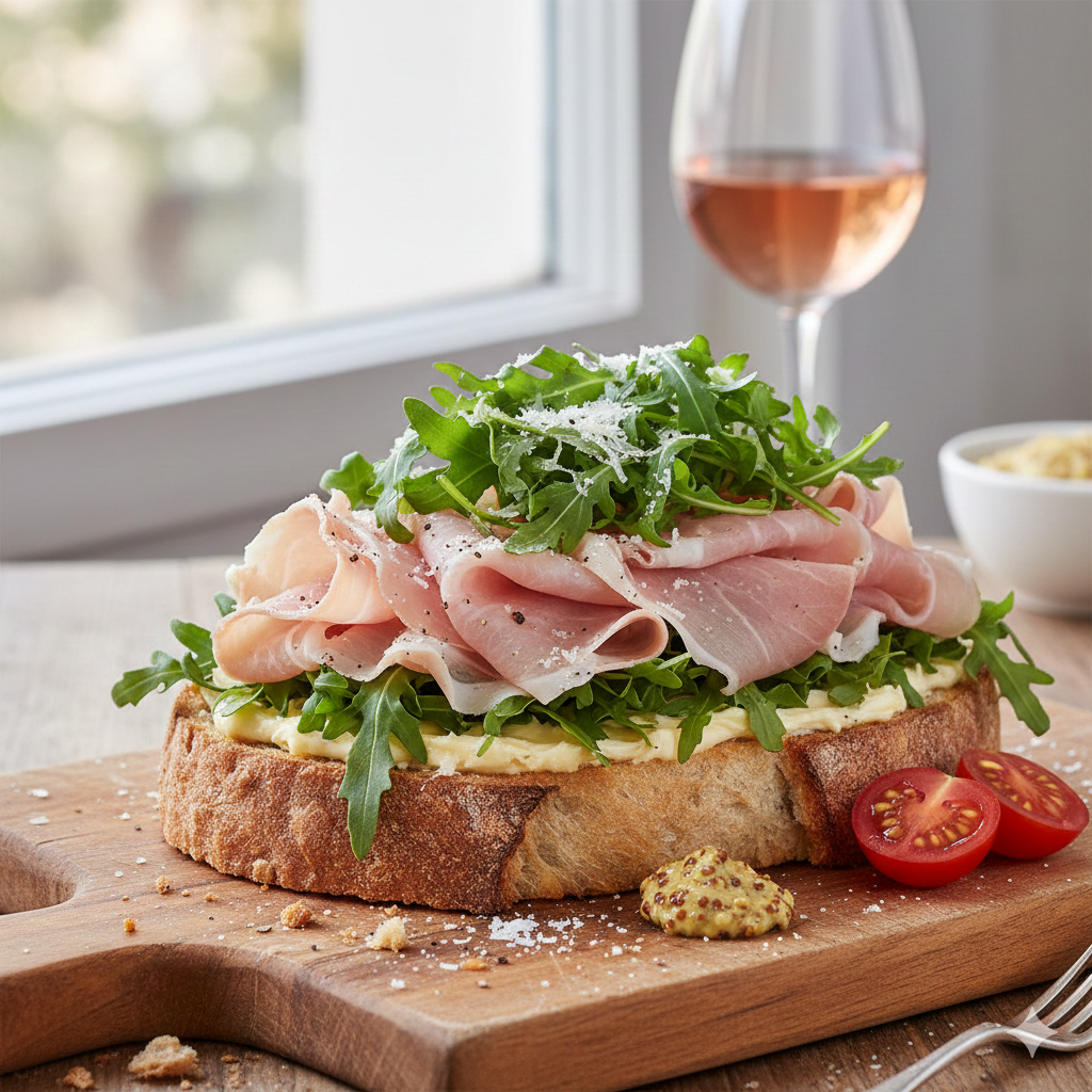 브런치 카페 잠봉 샐러드와 피자 토핑 활용 예시 Brunch cafe style Jambon salad pizza