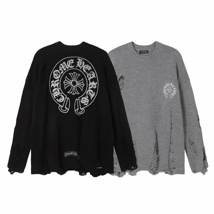 크*** 로고나염 데미지 니트 (2컬러)