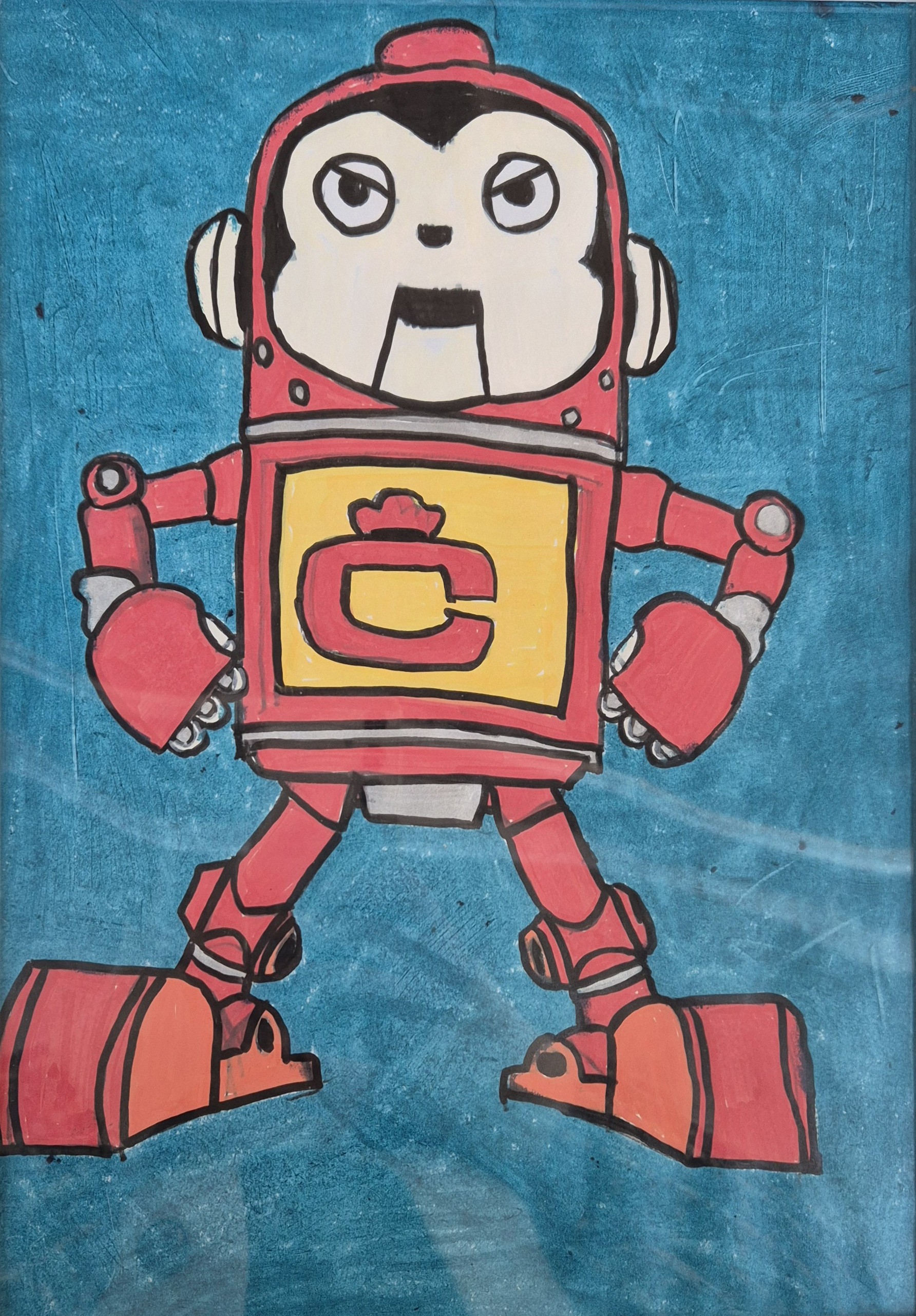  Robocong, 28.5×20cm, Crayon, pen on paper, 2025