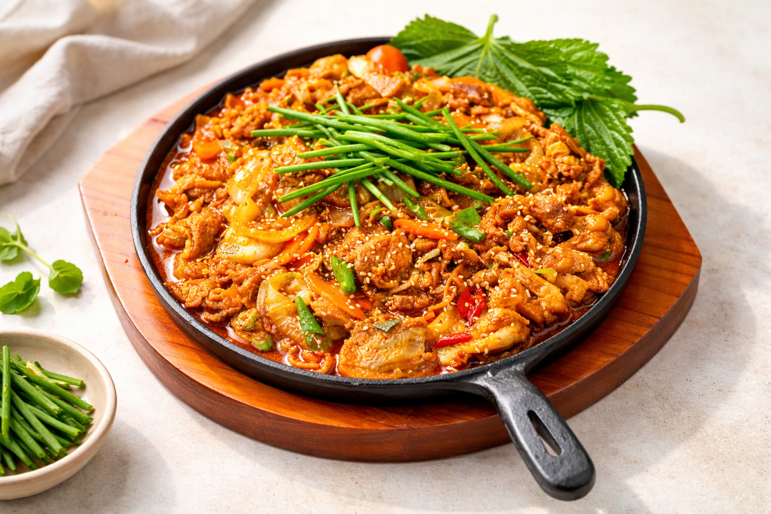 매콤달콤 국내산 오리주물럭 오리 양념육 불고기 부추와 양파 볶음 조리예