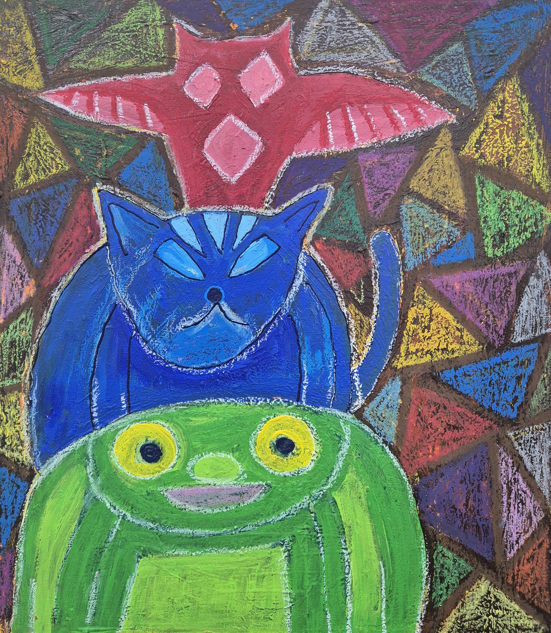 Three Friends, 53.0×45.5cm, Acrylic on canvas