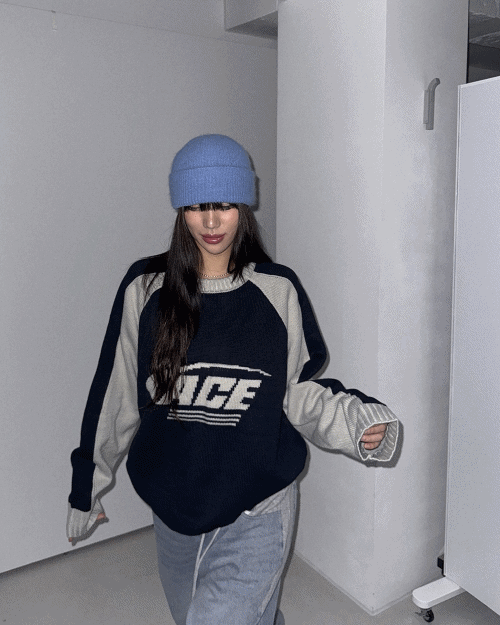 ACE LETTERING COLOR-BLOCK KNIT / SSSOL.C