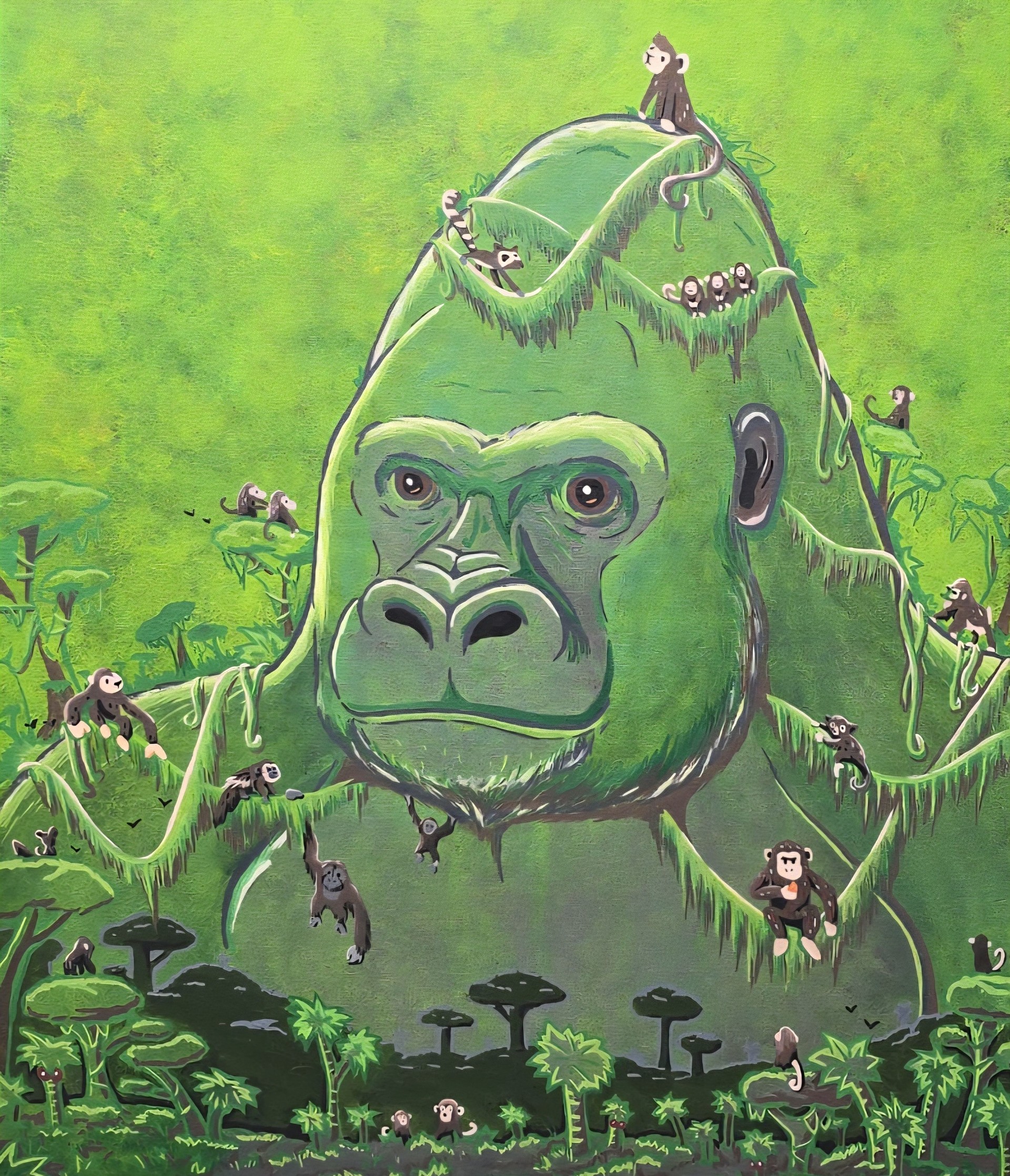 Gorilla Space, 73×60cm, Acrylic on canvas, 2025