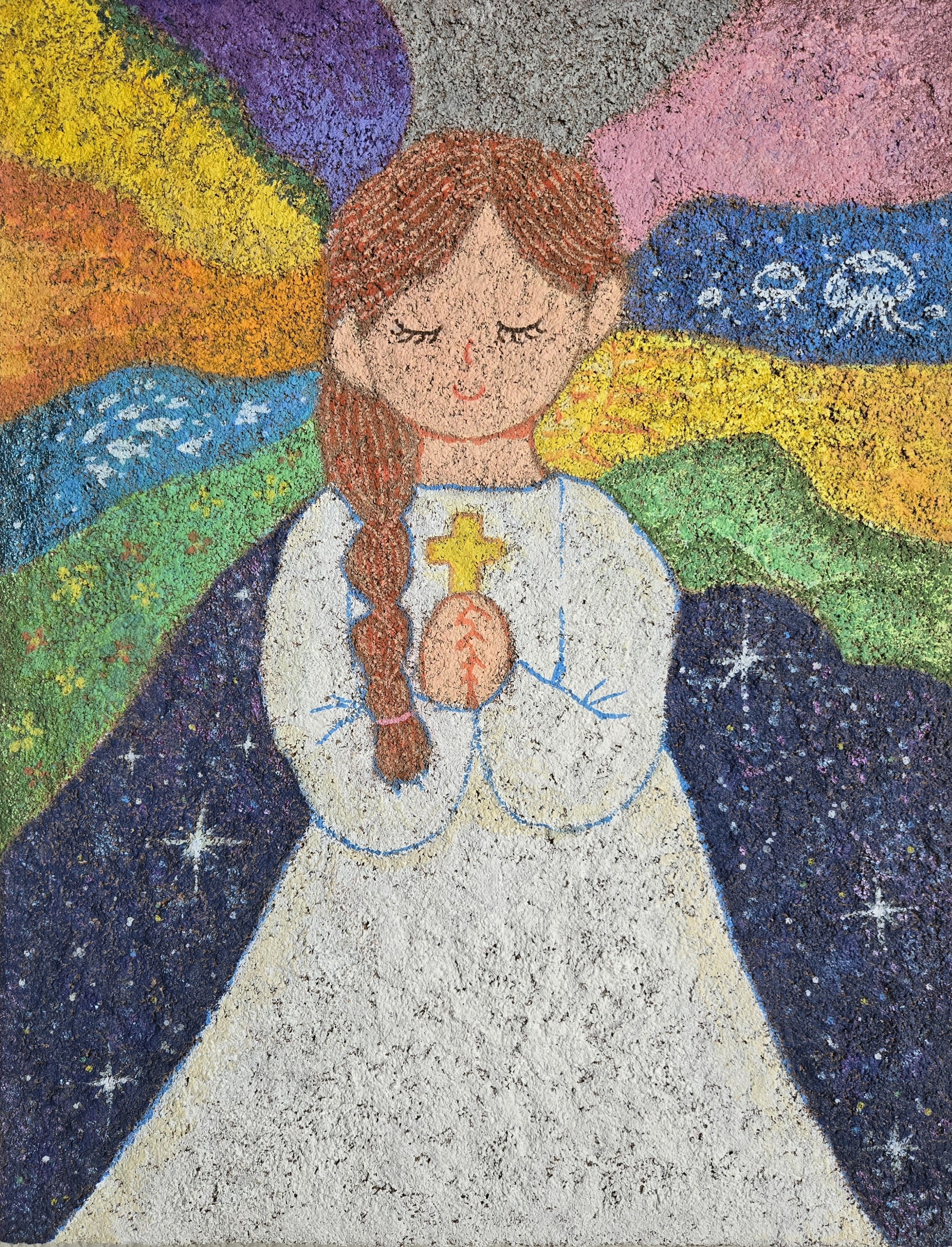 Serenity Prayer, 53x40.9cm, Mixed media on panel, 2025