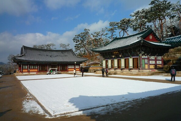 첫 눈 내린 서울 진관사 “여기에 어디 분별이 있는가"