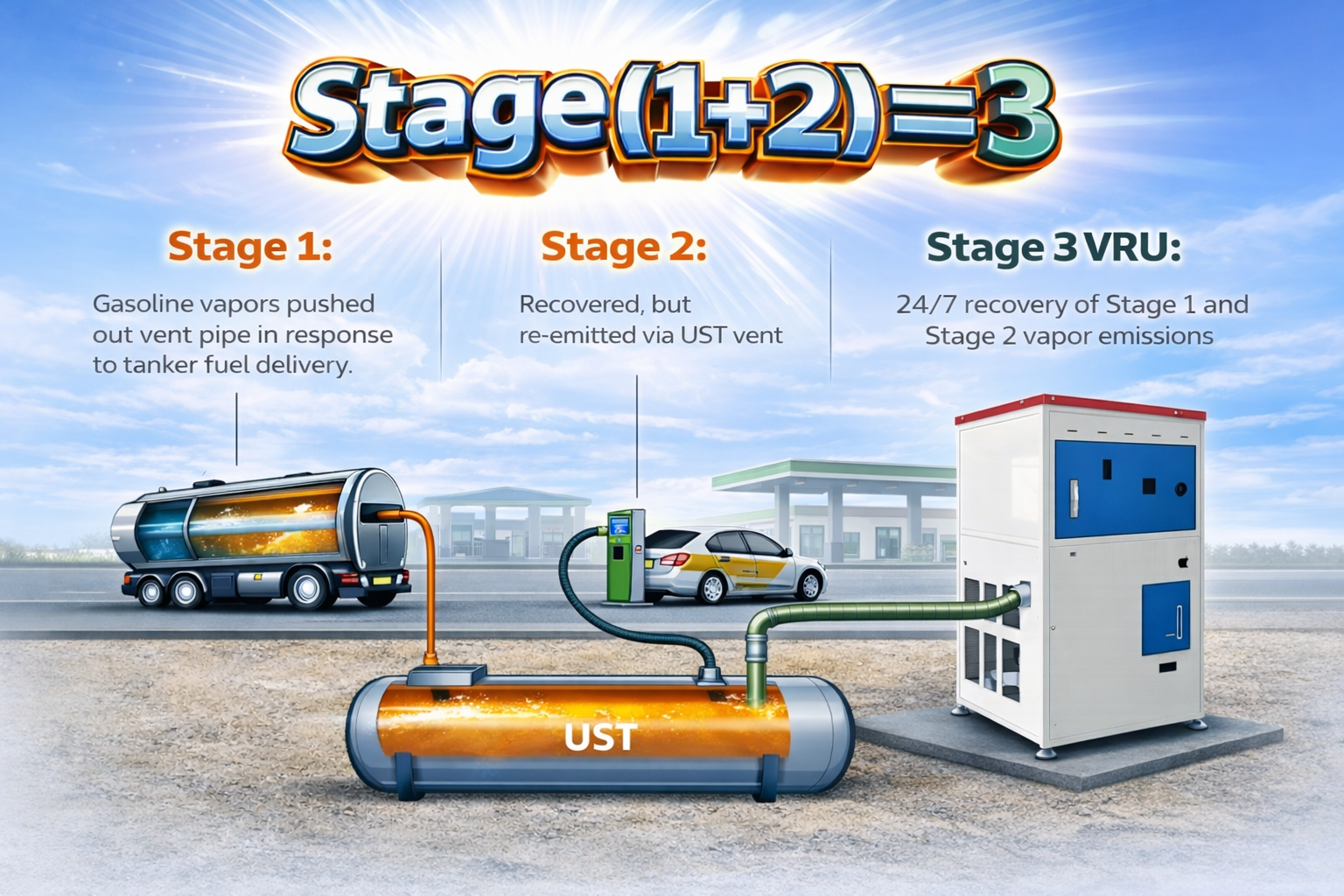 VOCs should be recovered by stage 3 VRU GASminer
