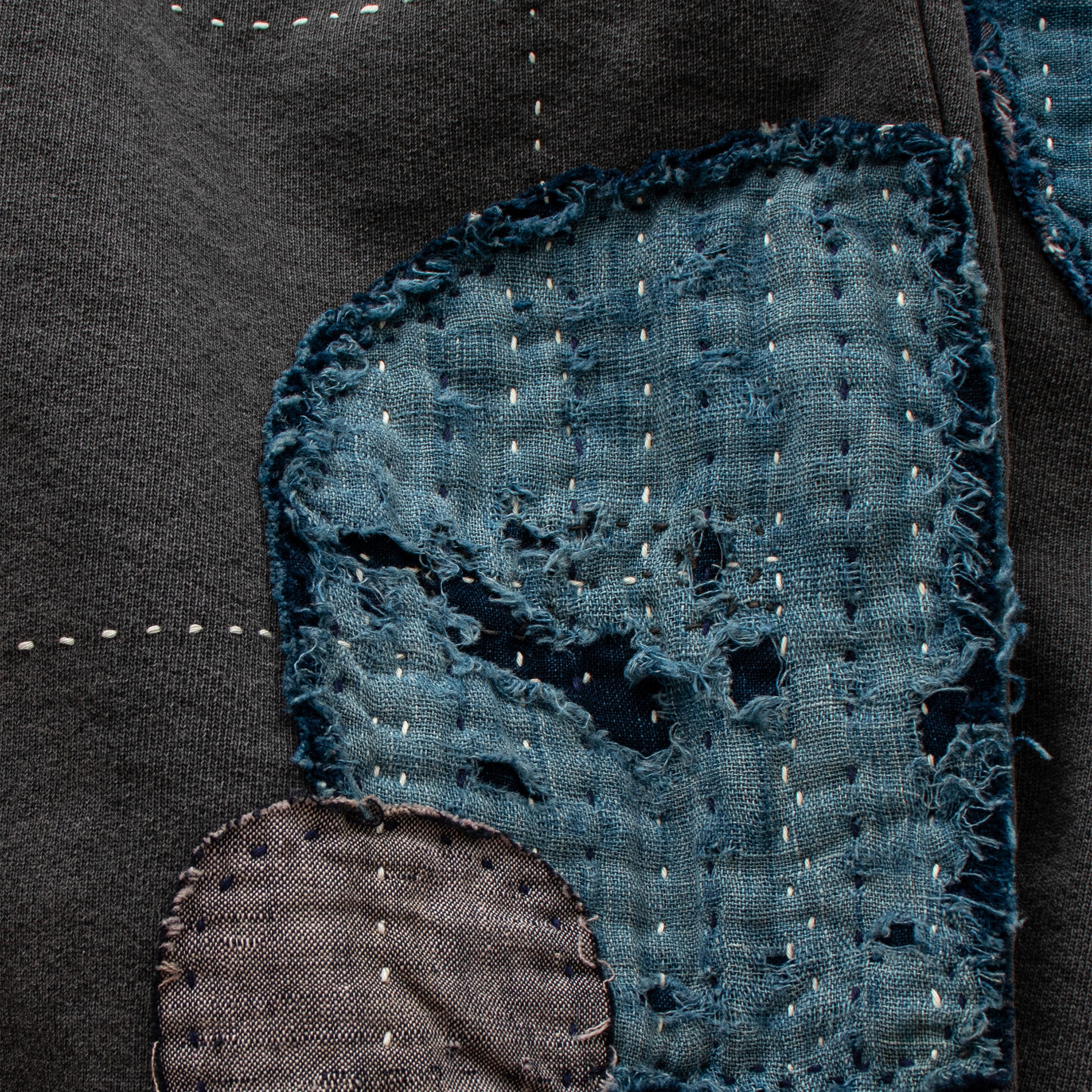 NO.276 DISTRESSED SASHIKO PATCHWORK SWEAT PANTS : twostandard