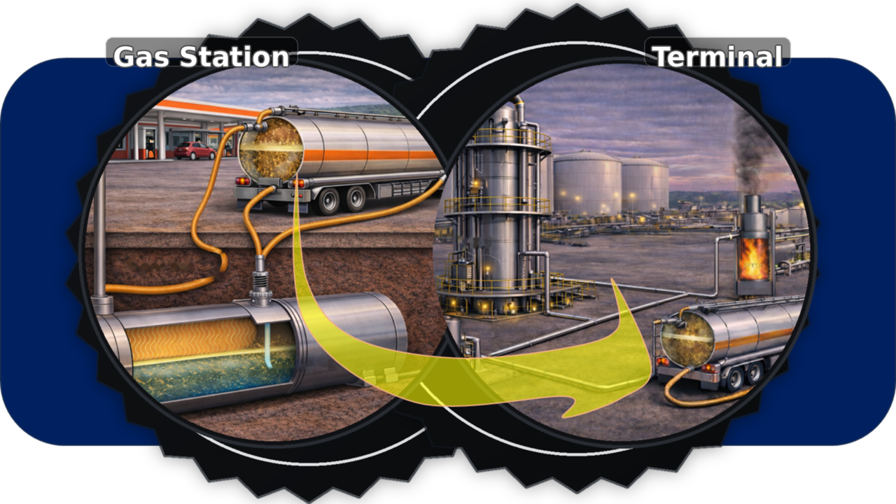 회수한 후 연소되는 유증기