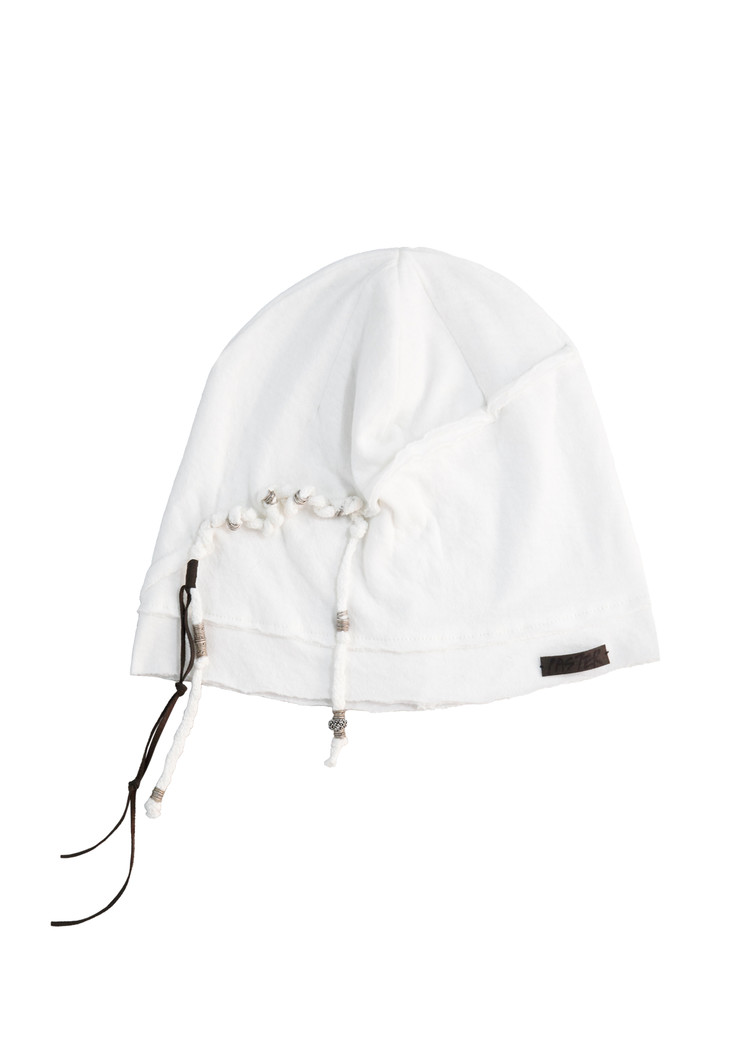Handmade] Stitch Raw Beanie, White : PASTER