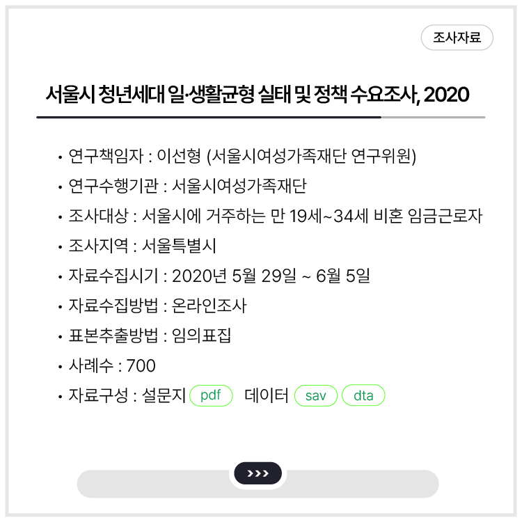 <서울시 청년세대 일·생활균형 실태 및 정책 수요조사, 2020>