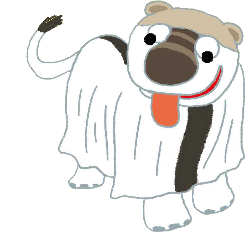 풍물마당놀이 해피를 상징하는 강아지 탈 해피 캐릭터 일러스트