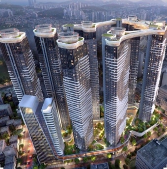 범천 힐스테이트 아이코닉 아파트 동간거리 조감도