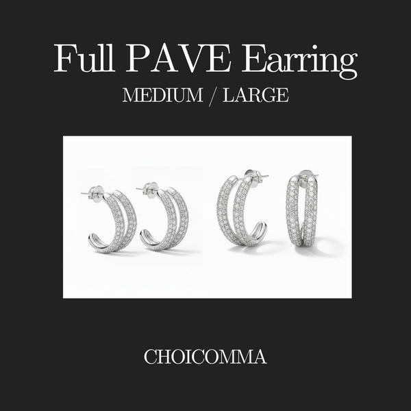 2라인 풀파베 FULL PAVE 듀얼 이어링