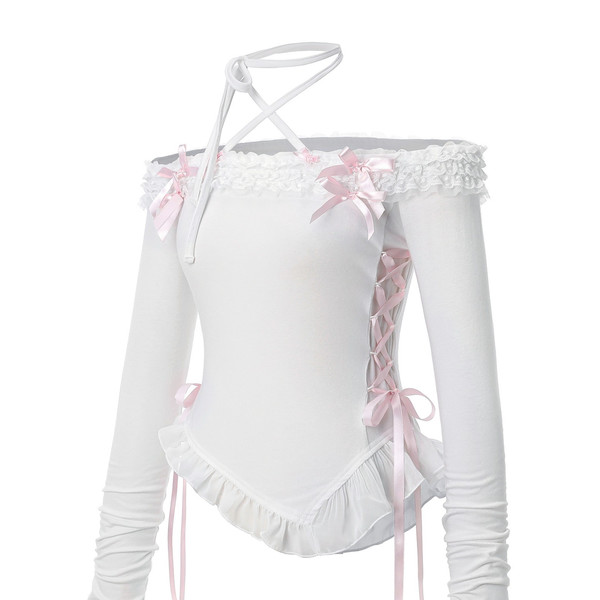 Dolly Hime Off-shoulder t (white) : SHUSHU CHERRY
