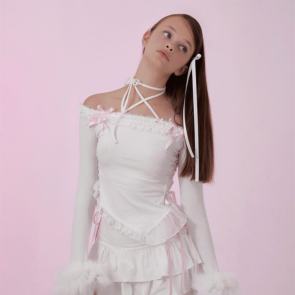 Dolly Hime Off-shoulder t (white) : SHUSHU CHERRY