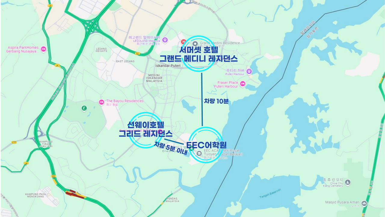 조호바루 한달살기 주요 숙소 주변 지도