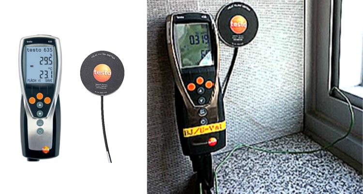 사용장비는 testo 635 U-value 세트이며, 건축물/빌딩 내 벽면 단열도 측정 및 연구를 위해 구매