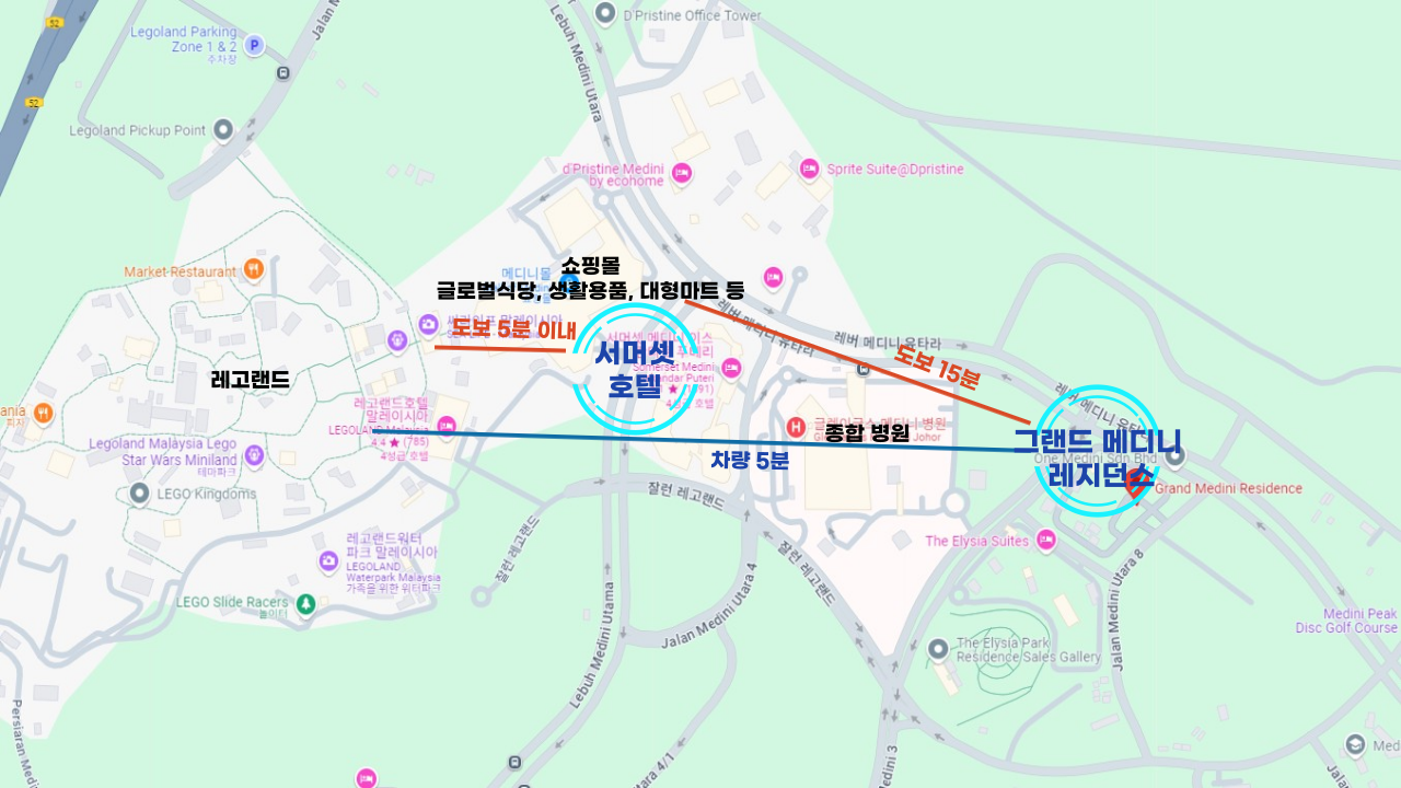 조호바루 한달살기 서머셋호텔 주변 지도