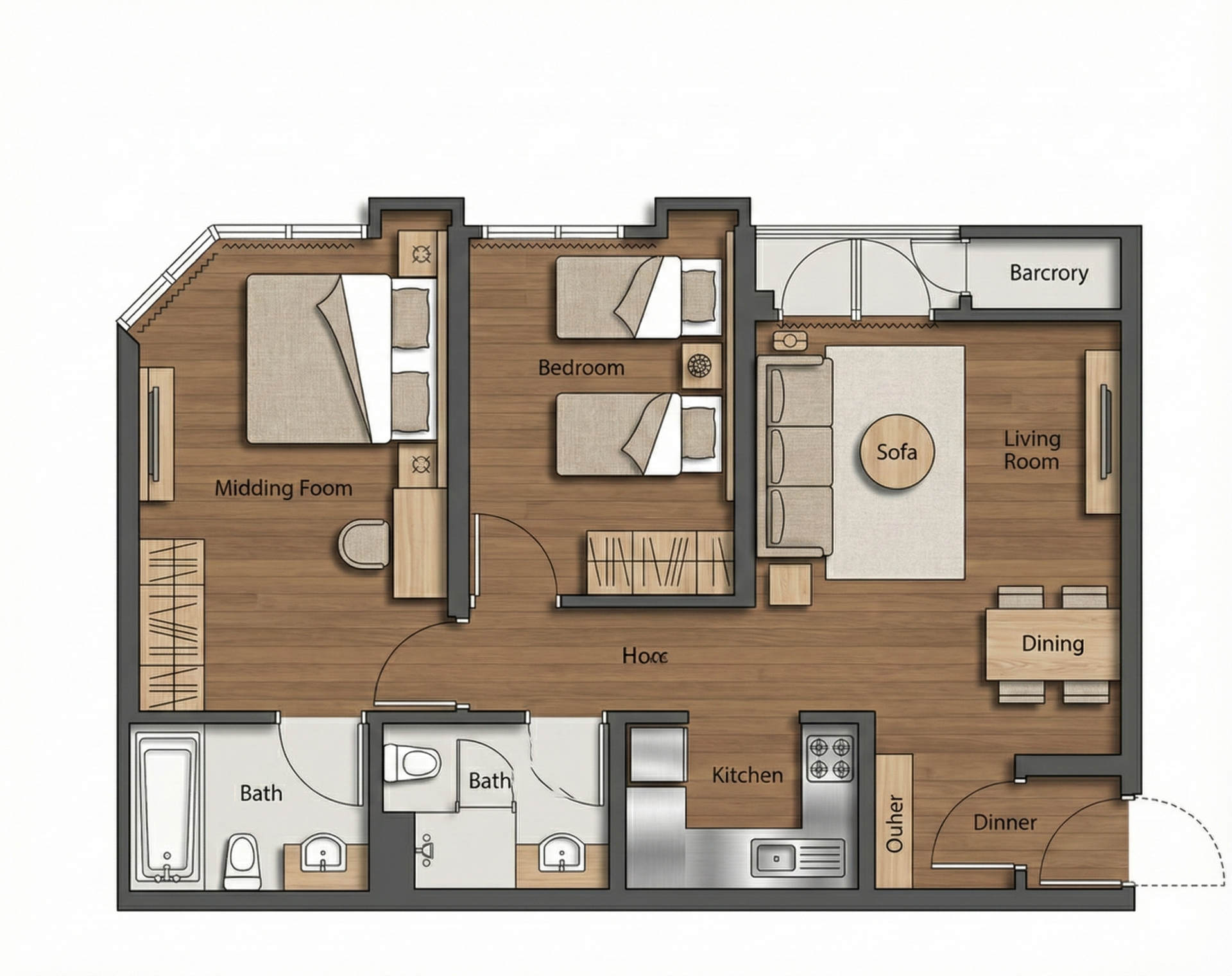 조호바루 서머셋 호텔 2베드룸 평면도